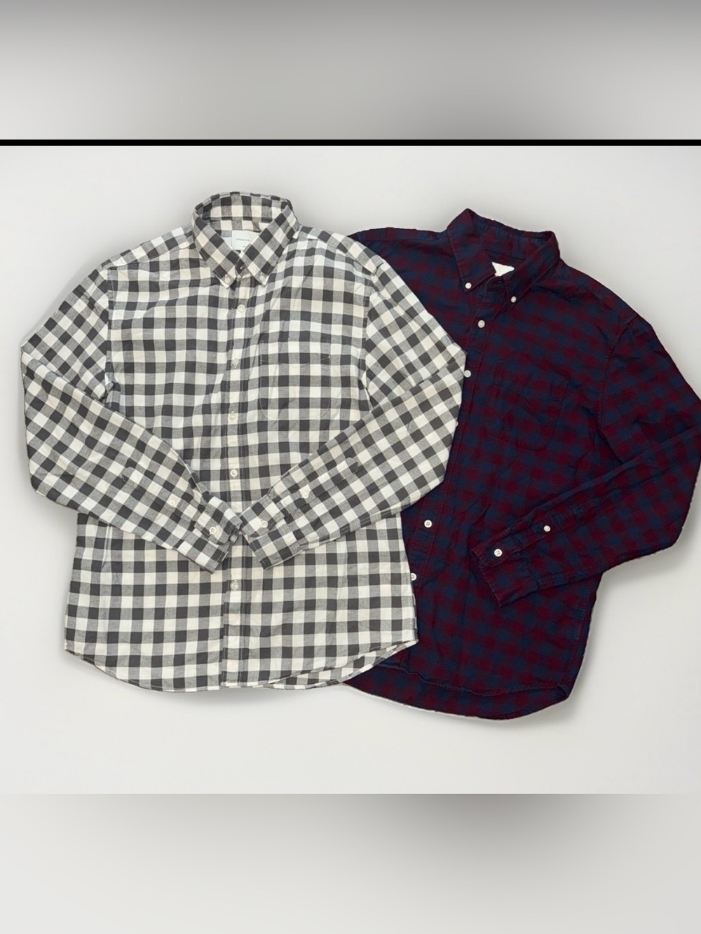 Lot Of 2 American Eagle Long Sleeve Button Up 100% Cotton Medium Plaid